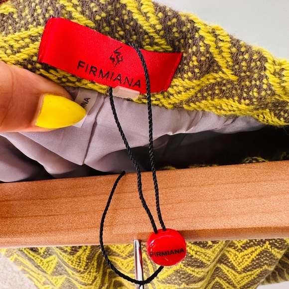 FIRMIANA Chartreuse and Gray Tweed Wool Midi Skirt Size Large NWOT - Picture 3 of 4